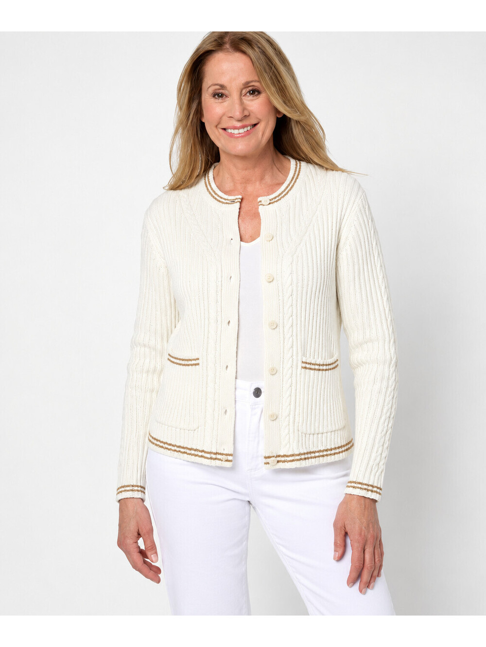 Isaac Mizrahi Live! Yacht Club Cable Stitch Sweater Bright White, Size 1X Plus